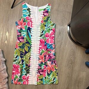 Pappagallo Floral Sleeveless Dress with Lace Detail sz 10